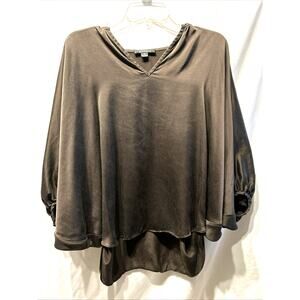 Acrobat Brown 100% Silk Dolman Sleeve Blouse Top Womens XS Oversize Fairy Nymph